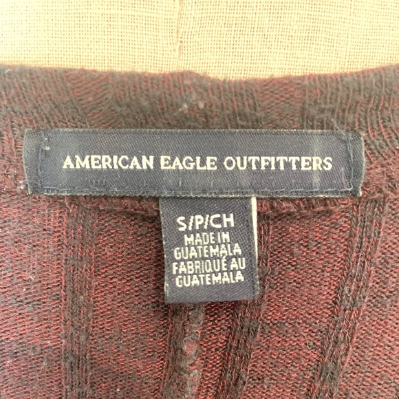 Burgundy Ribbed Longline American Eagle Cardigan - Picture 5 of 5